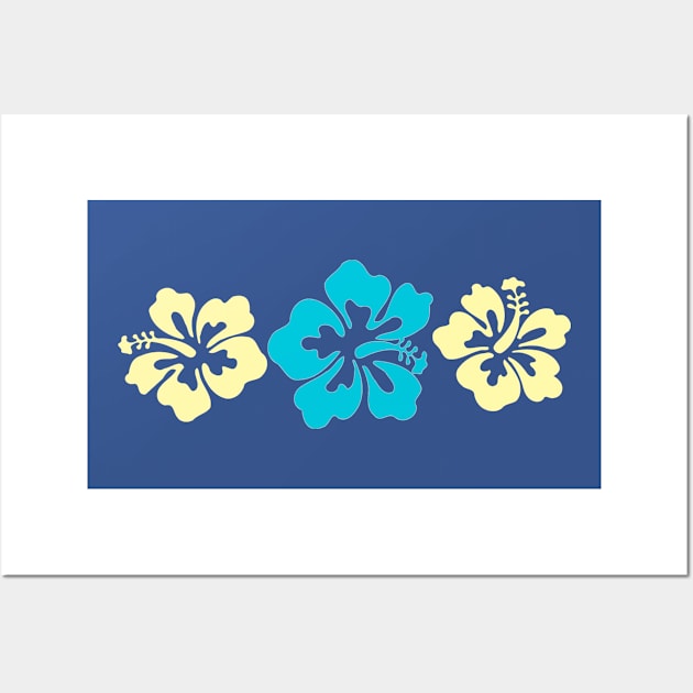 Hibiscus Flowers In Aqua And Yellow Colors Wall Art by PhotoArts